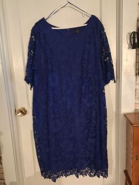 R&K Royal Blue Lace Midi Dress Size 24 W